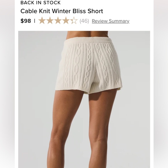 Set! ALO Yoga Cable Knit Shorts XS & Seacoast Crop Top S Ivory Lounge set - Picture 6 of 9